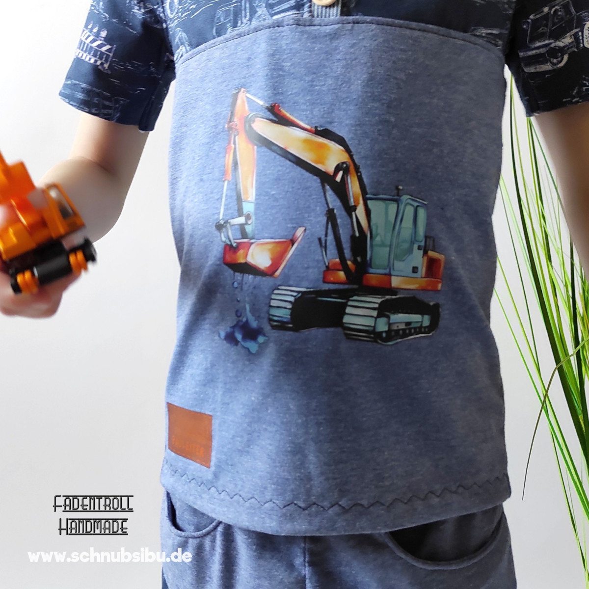 Bügelbild Bagger orange